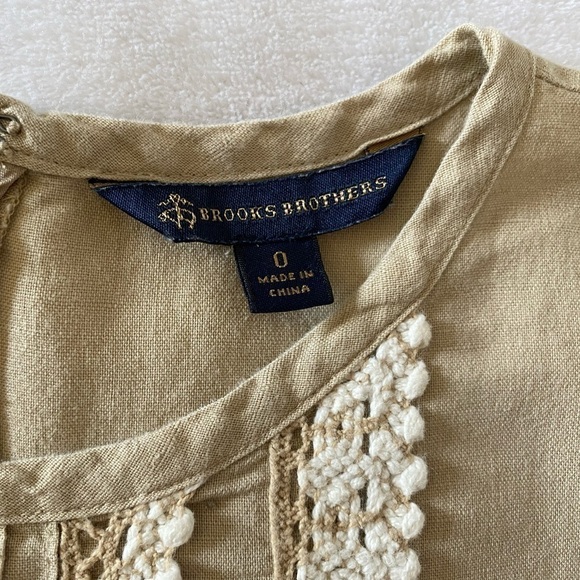 BROOKS Brothers Short Sleeve Linen Shift Dress With Lace Detail Size 0 - Picture 5 of 9